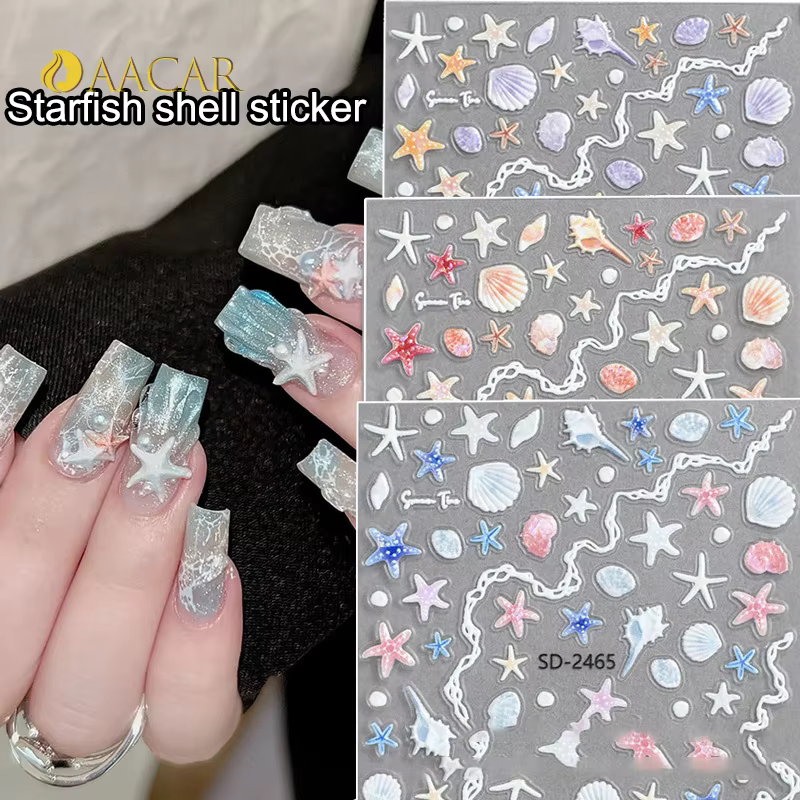 Autocollants pour ongles en coquillage d'étoile de mer