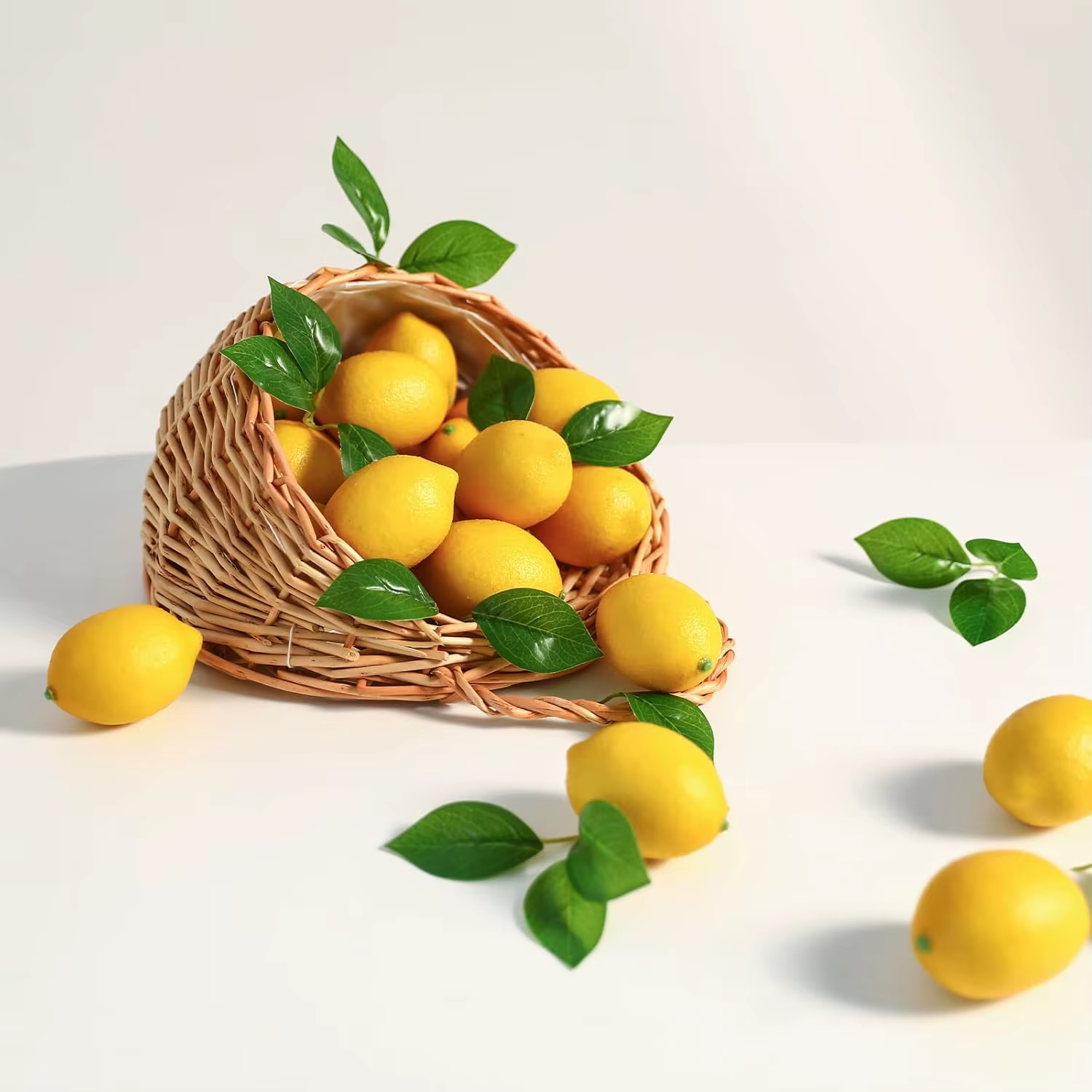 Lot de 12 faux citrons jaunes, fruits artificiels, citrons factices, simulation réaliste pour la limonade, la fête, la table de cuisine, les décorations d'été