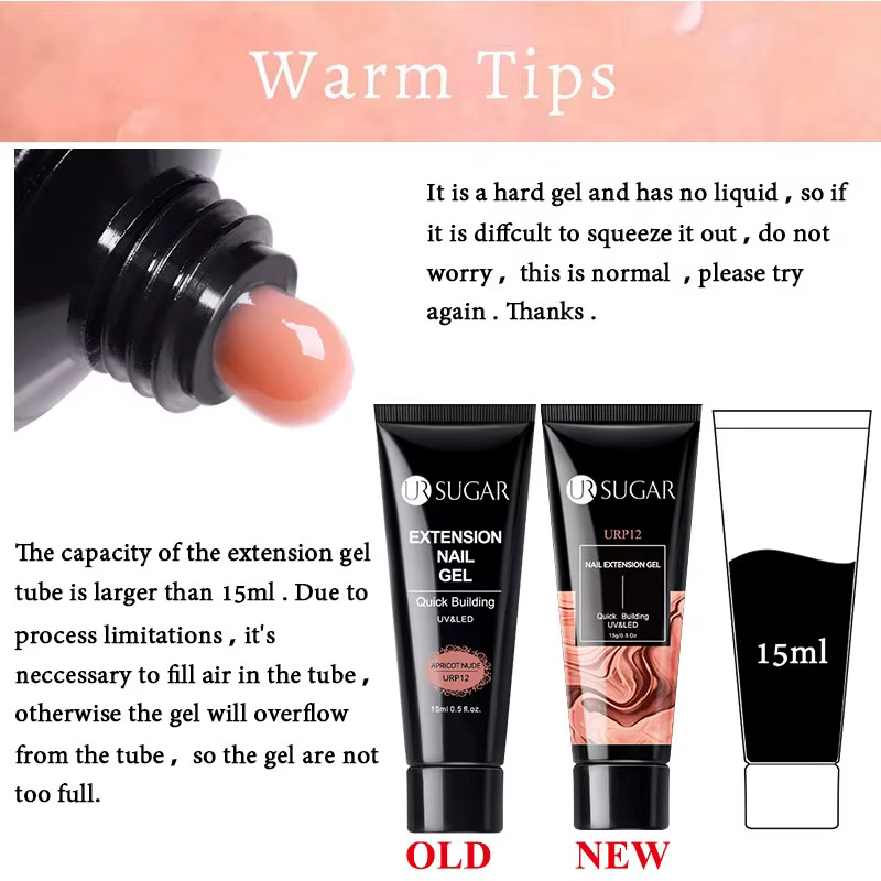 UR SUGAR 15ml Extension vernis à ongles Gel Camouflage nu rose Semi Permanent UV dur Gel