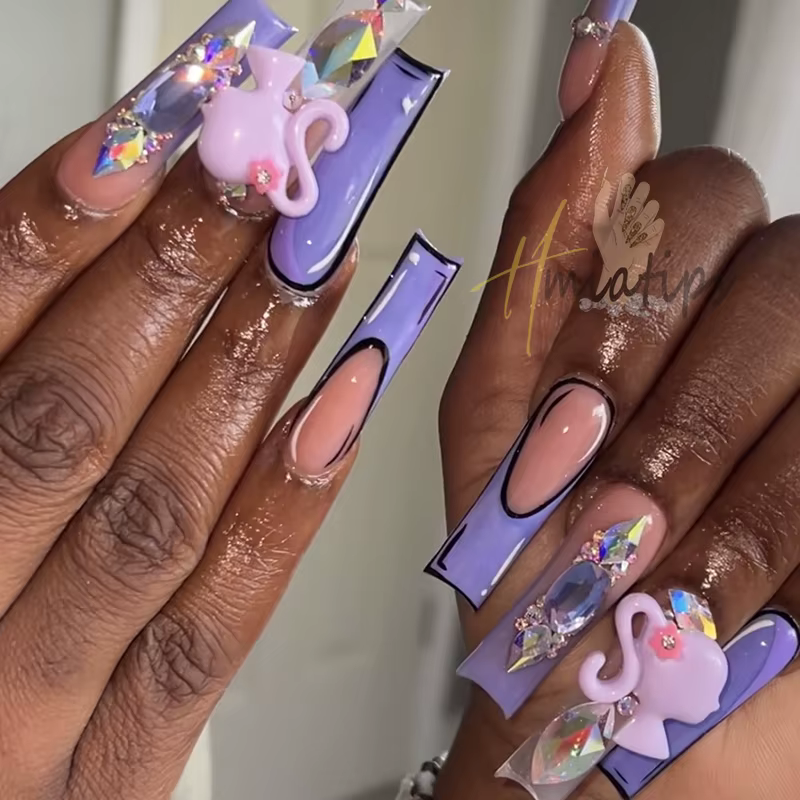 Breloques à ongles Kawaii pour fille rose 3D