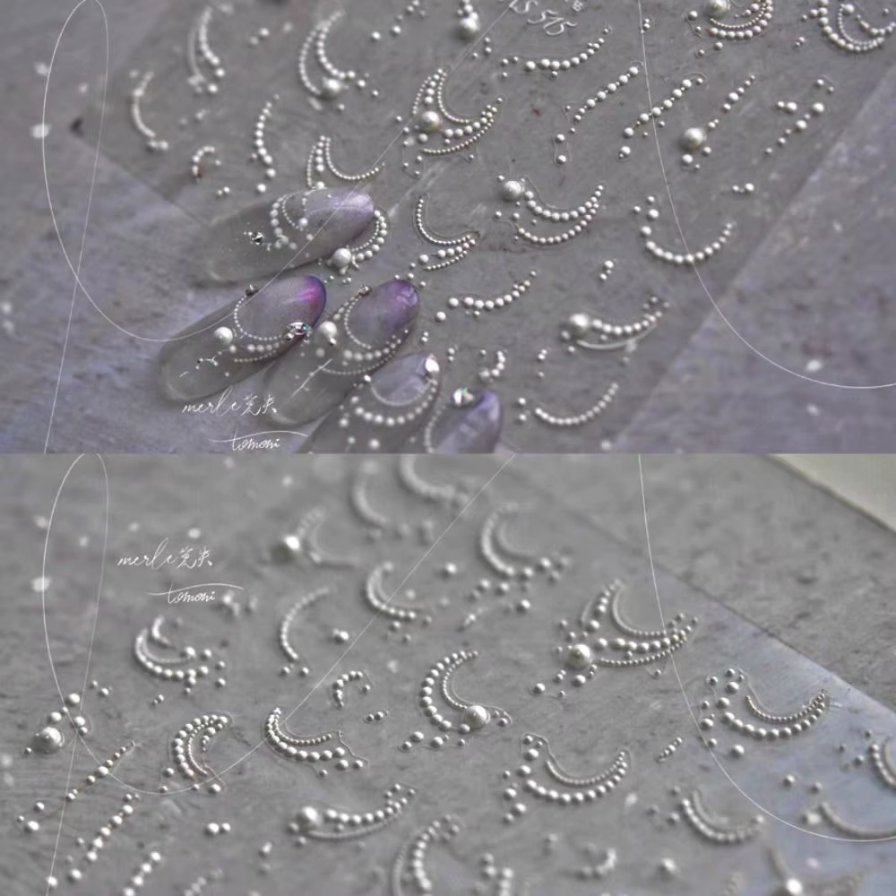 Manucure 3D pointes françaises perle curseurs décalcomanies ongles autocollants lignes adhésives Nail Art décorations bricolage