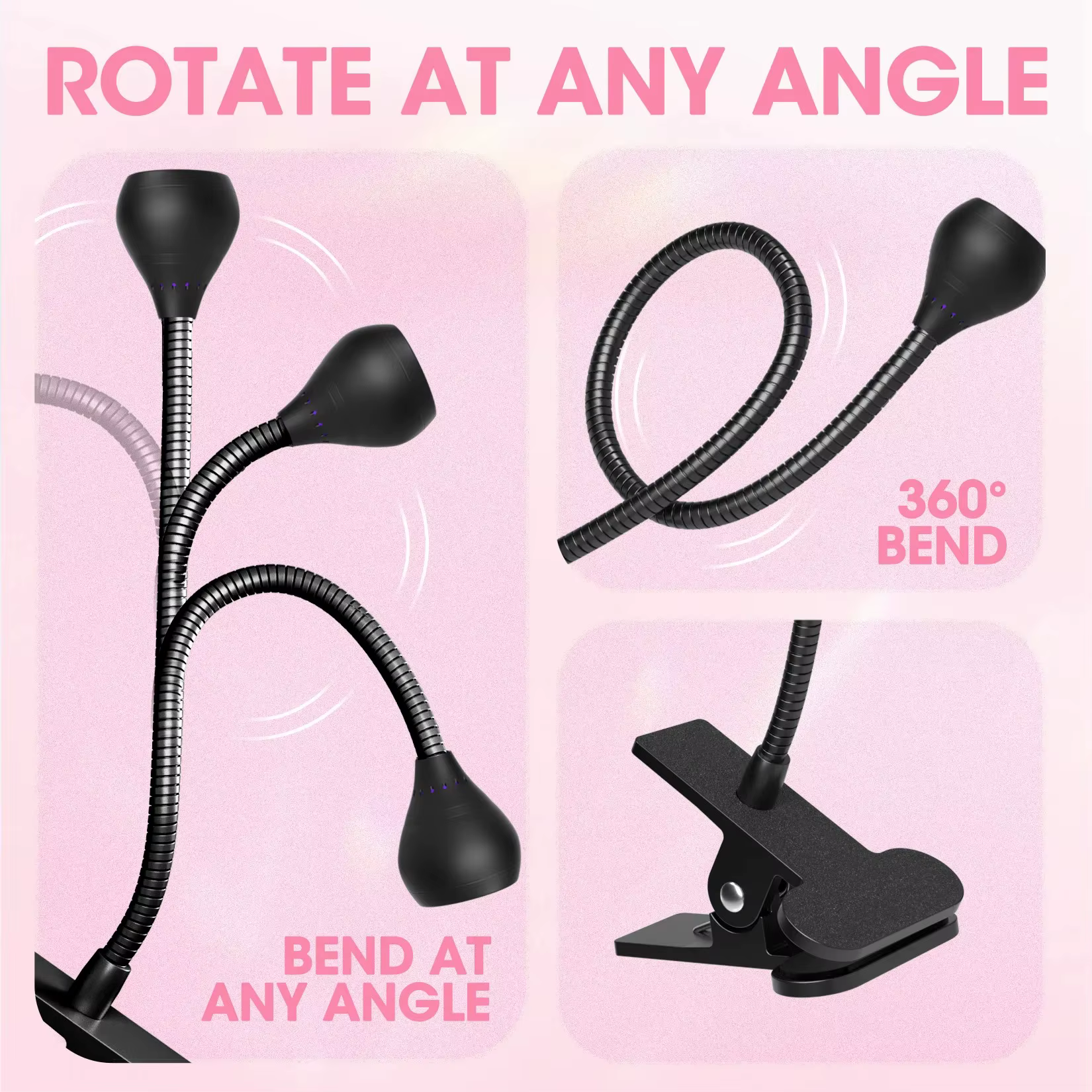 Sèche-ongles lumière UV lampe à ongles 395nm longueur d'onde Clip-on bureau Mini USB
