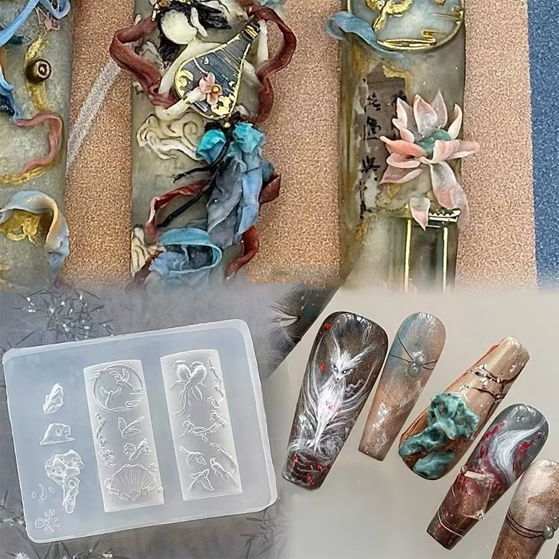 3D renard à neuf queues tridimensionnel Nail Art bricolage Silicone moule à ongles décorations créatif