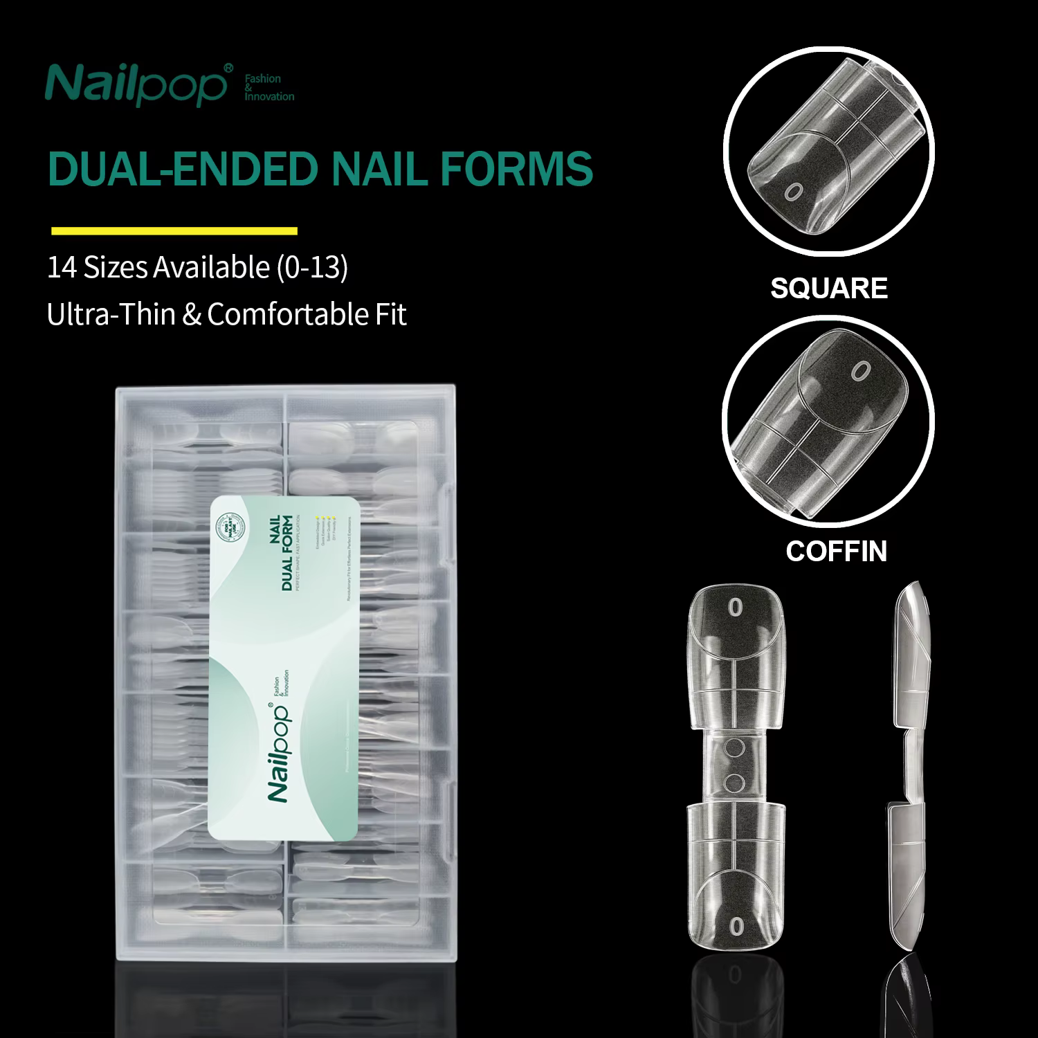 Système d'ongles Nailpop Dual Forms 140 pièces – Formes carrées
