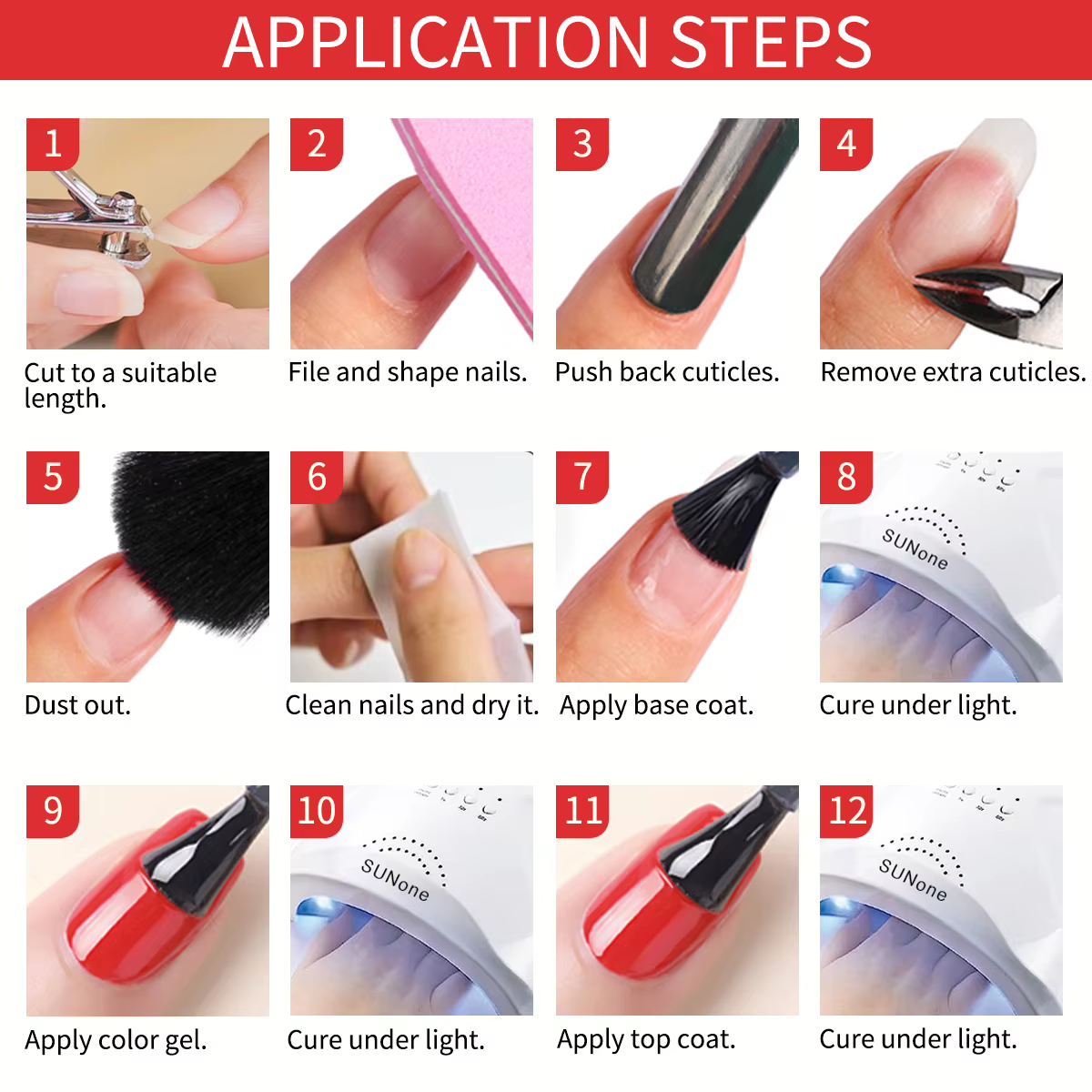 Vernis à ongles gel rouge classique Hassleless 15 ml