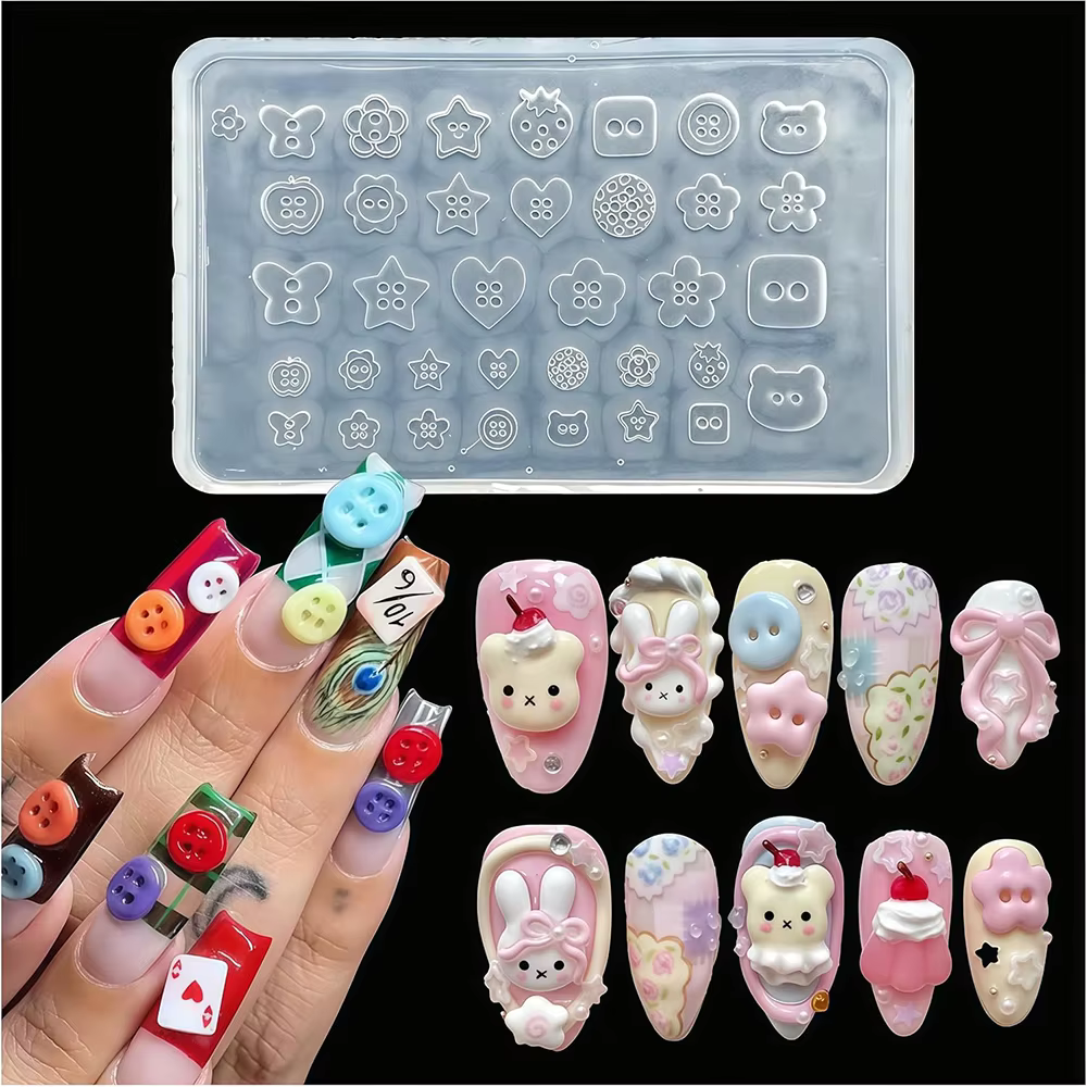 Moule en silicone 3D pour boutons de nail art