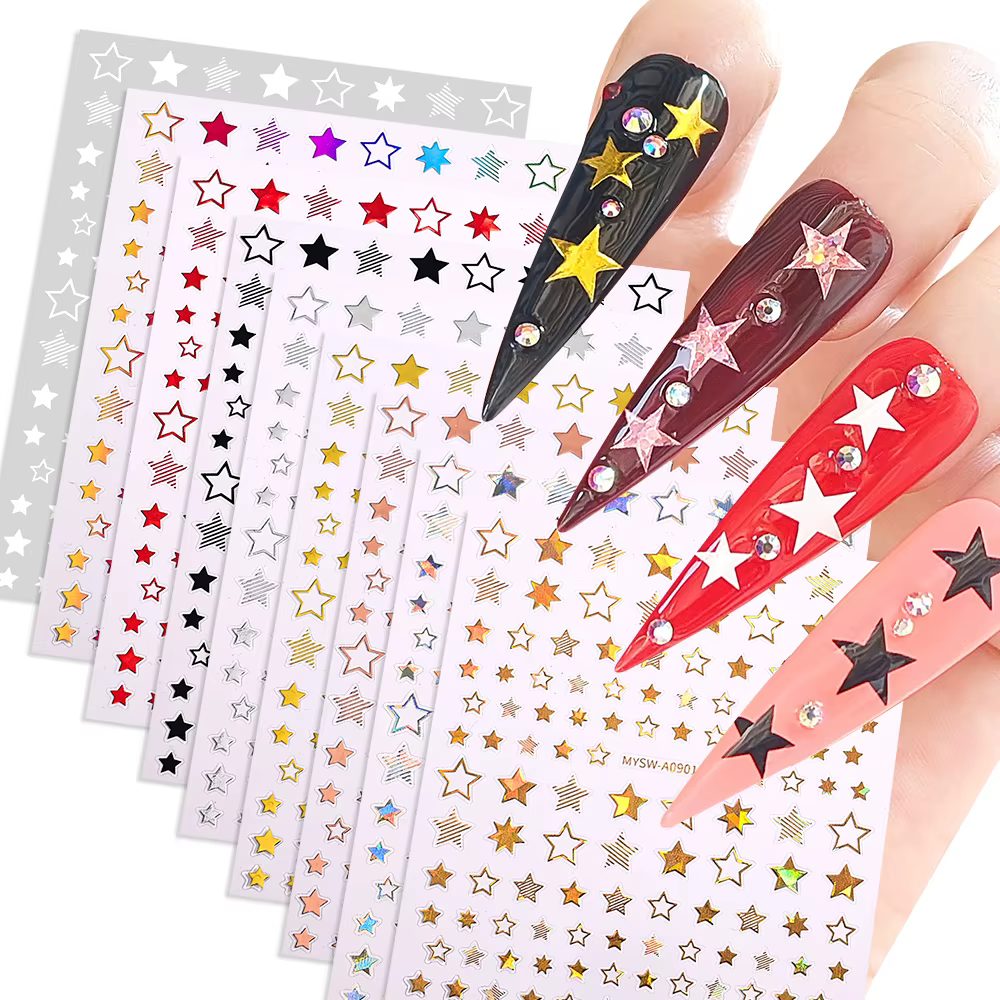 Ensemble d'autocollants étoiles 3D pour Nail Art