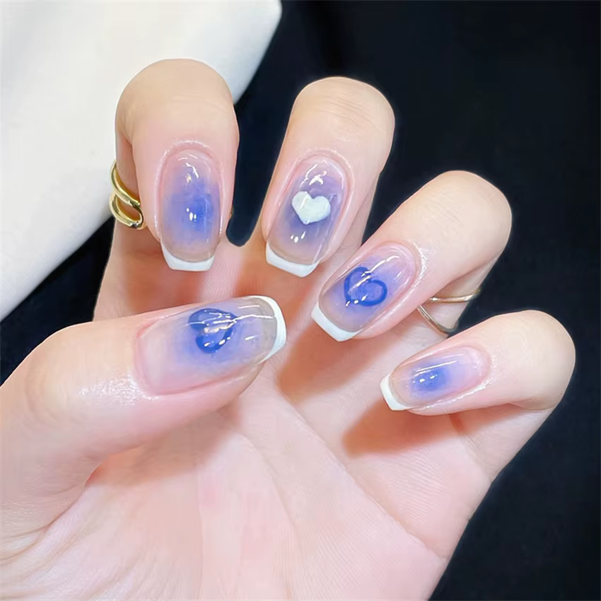 Faux ongles de cercueil courts et ronds réutilisables à couverture complète avec colle