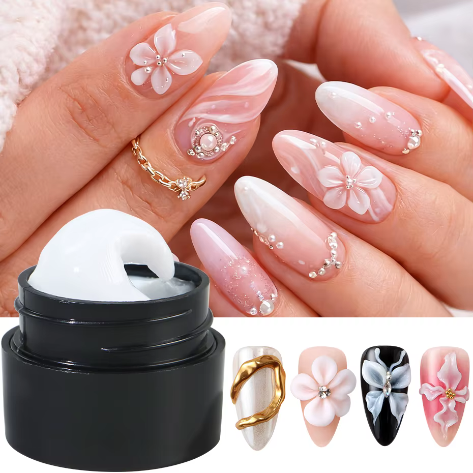 Gel sculptant 3D blanc nacré 5ml pour vernis à ongles