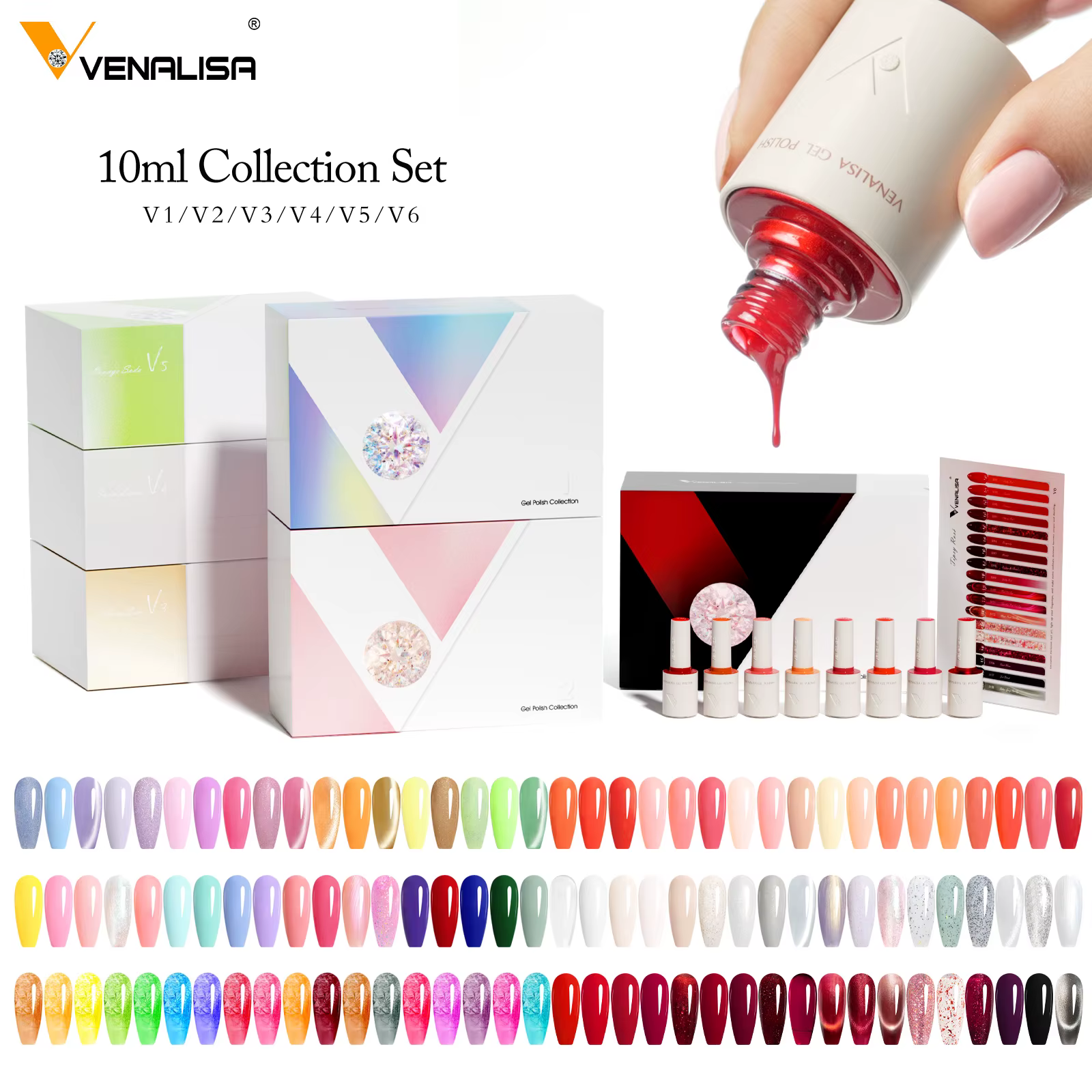 TPO FREE VENALISA 10ml vernis à ongles Gel VIP Kit couleur rouge Collection affichage