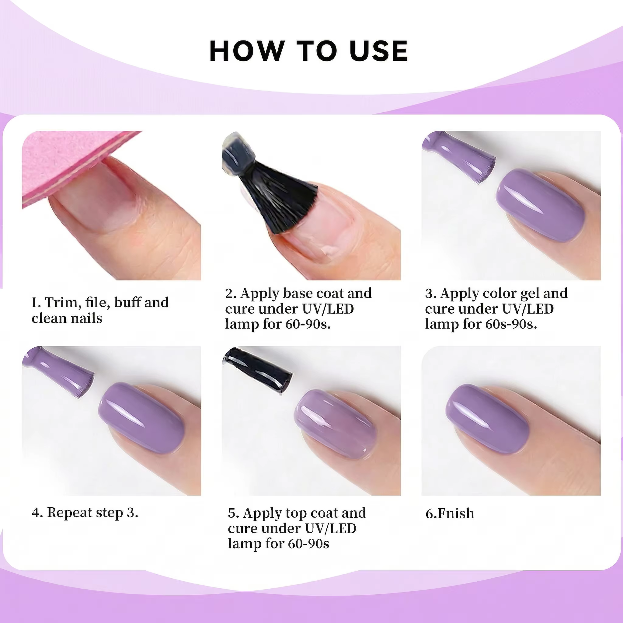 Vernis à ongles gel couleur unie violet