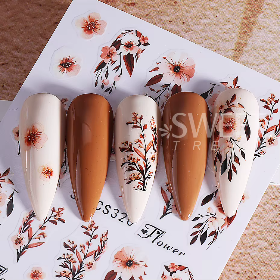 Autocollants pour ongles en feuille d'érable d'automne