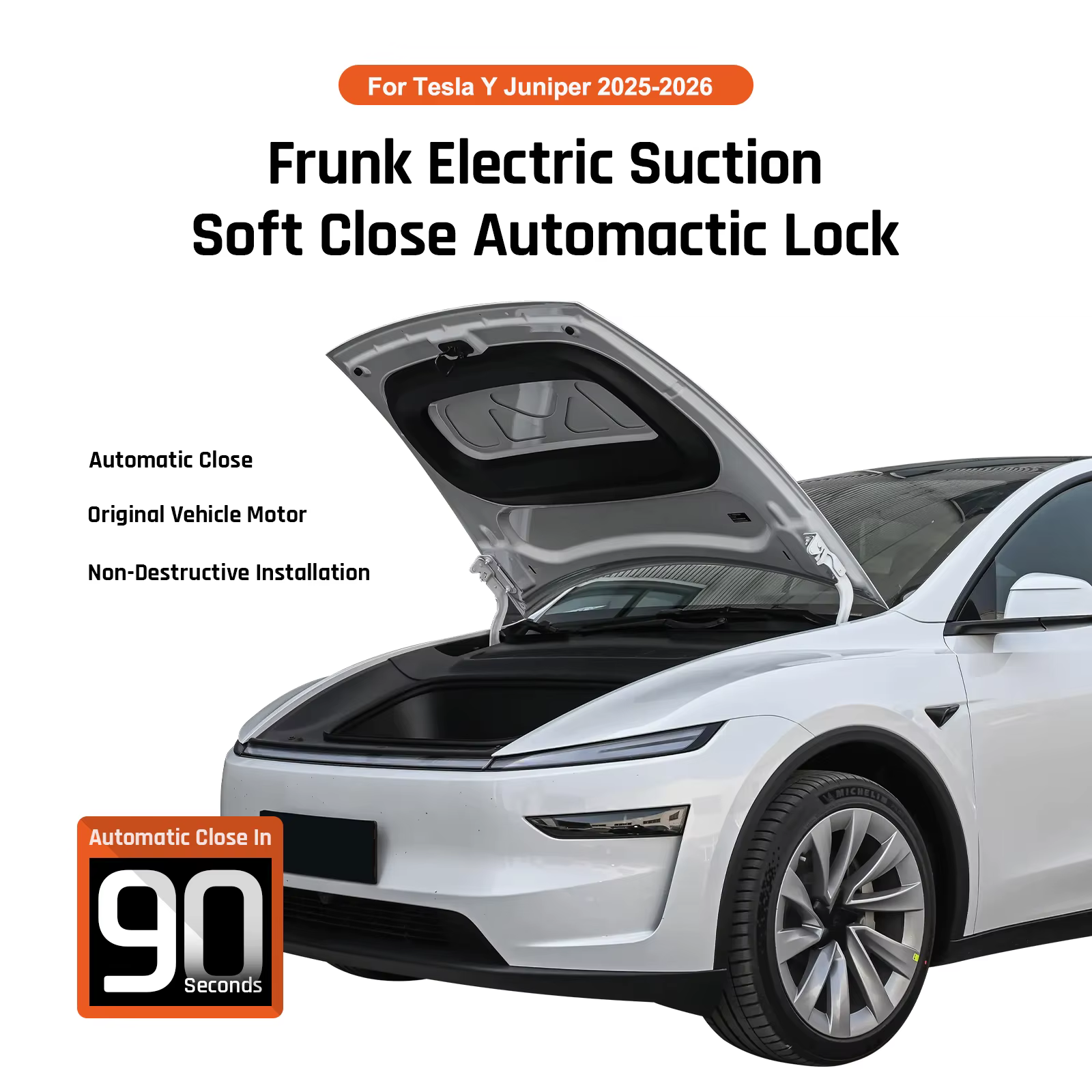 Kit de Coffre Avant Électrique Automatique à Fermeture Douce pour Tesla Model Y Juniper 2025 2026 | Accessoire d'Amélioration de Voiture Intelligente