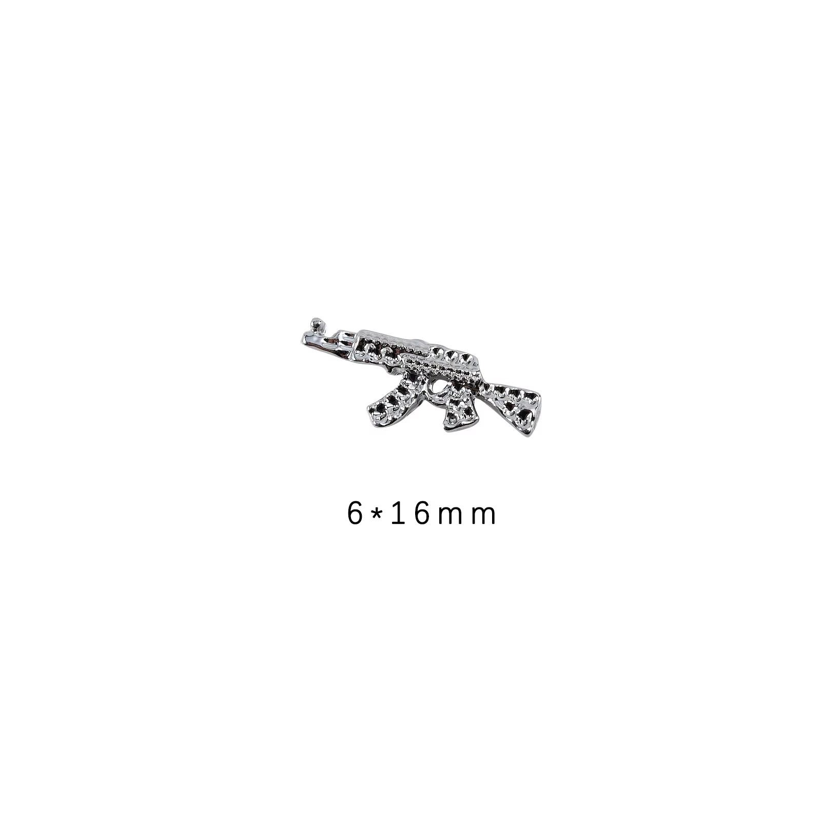 20 pièces de luxe rétro argent pistolet ongles breloques alliage