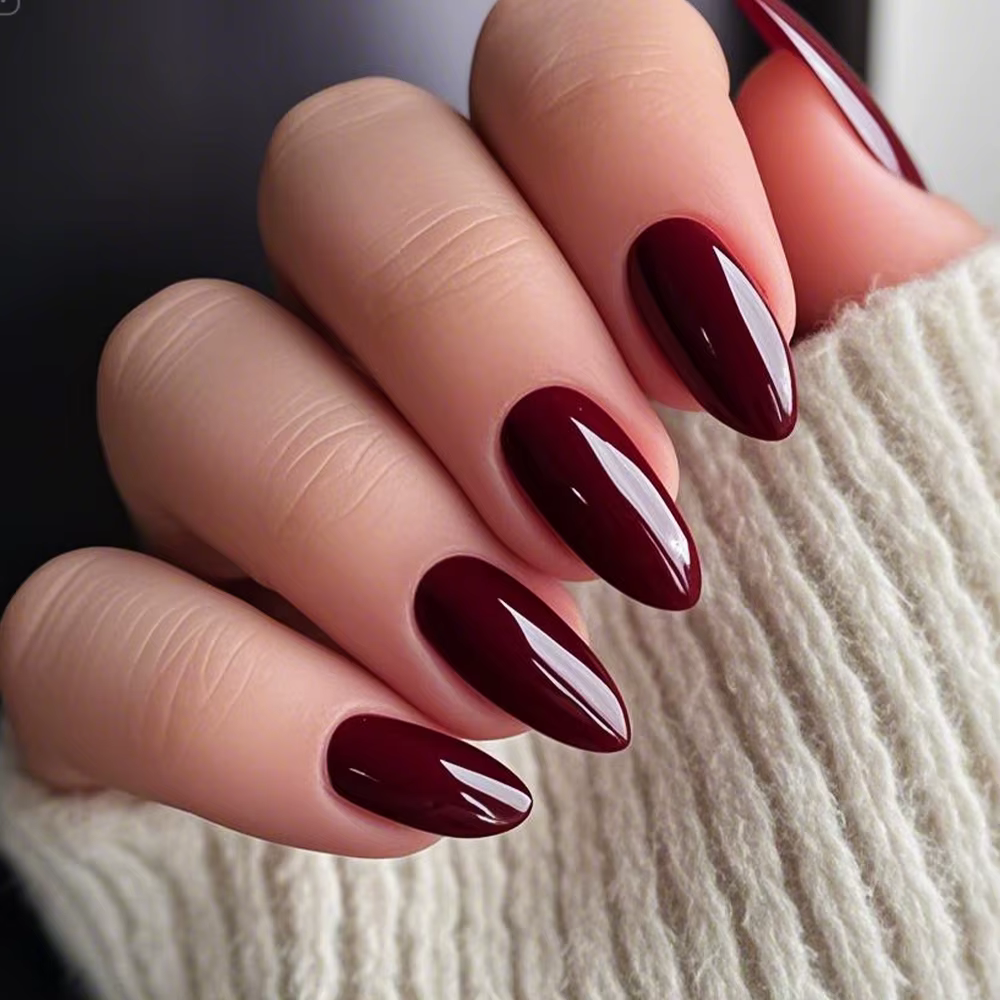 120 pièces/boîte brillant rose faux ongles moyen amande Simple couleur unie presse