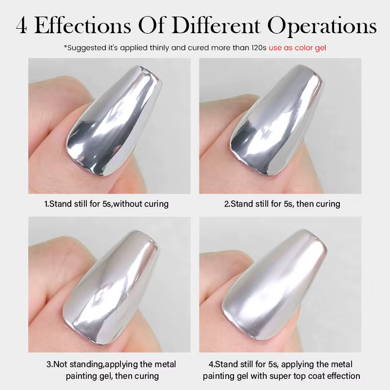 BORN PRETTY 5ml peinture métallique Gel vernis forte argent Effection Nail Art tremper Gel