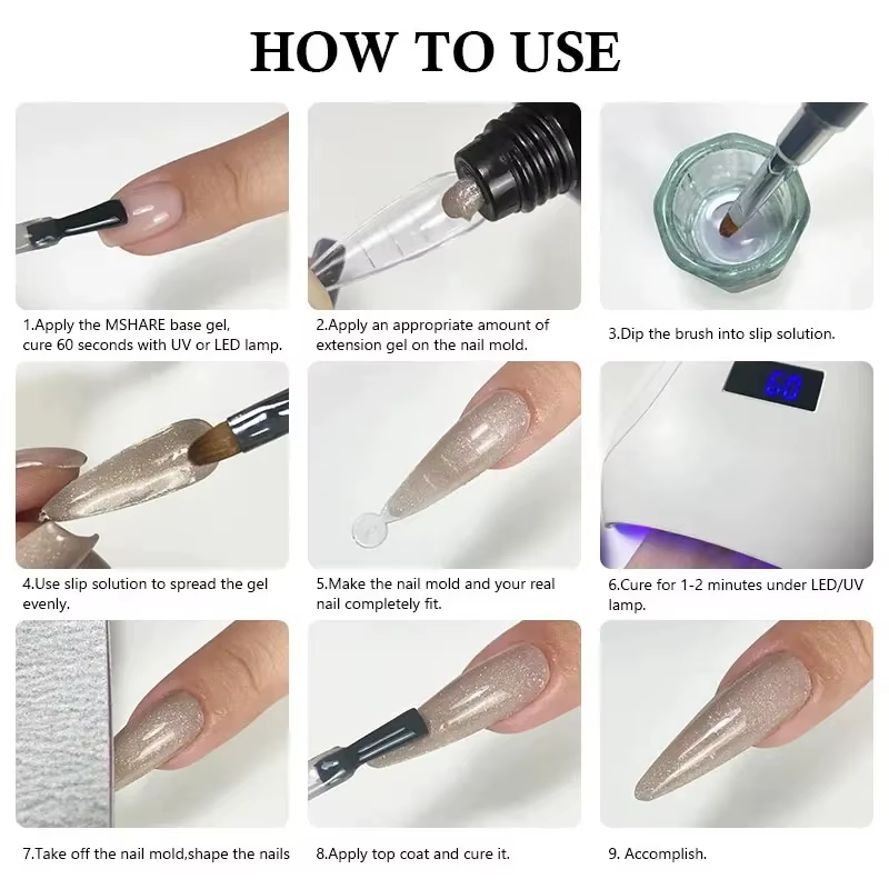 MSHARE 30g Gel acrylique scintillant sans TPO Extension