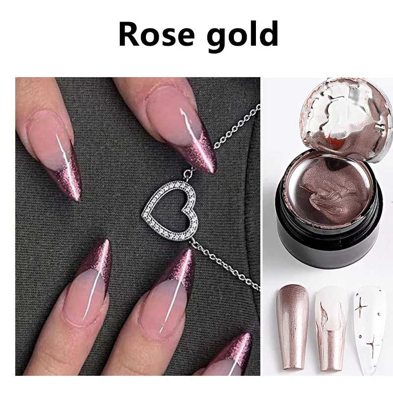 Peinture métallique Gel Chrome or argent Rose or effet miroir vernis à ongles Super lumineux ligne de dessin