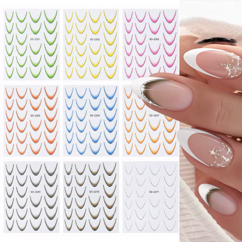 Autocollant pour Ongles Noir à la Française pour Manucure