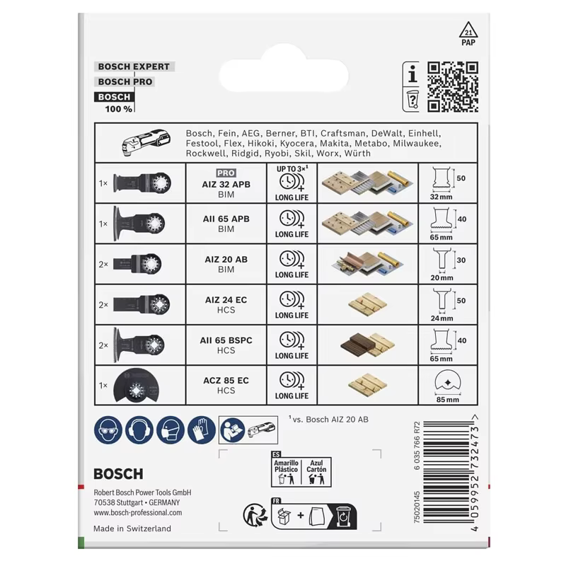 BOSCH 2608669335 Ensemble de lames multi-outils Starlock pour bois et métal, accessoire professionnel, multi-outil 9 pièces