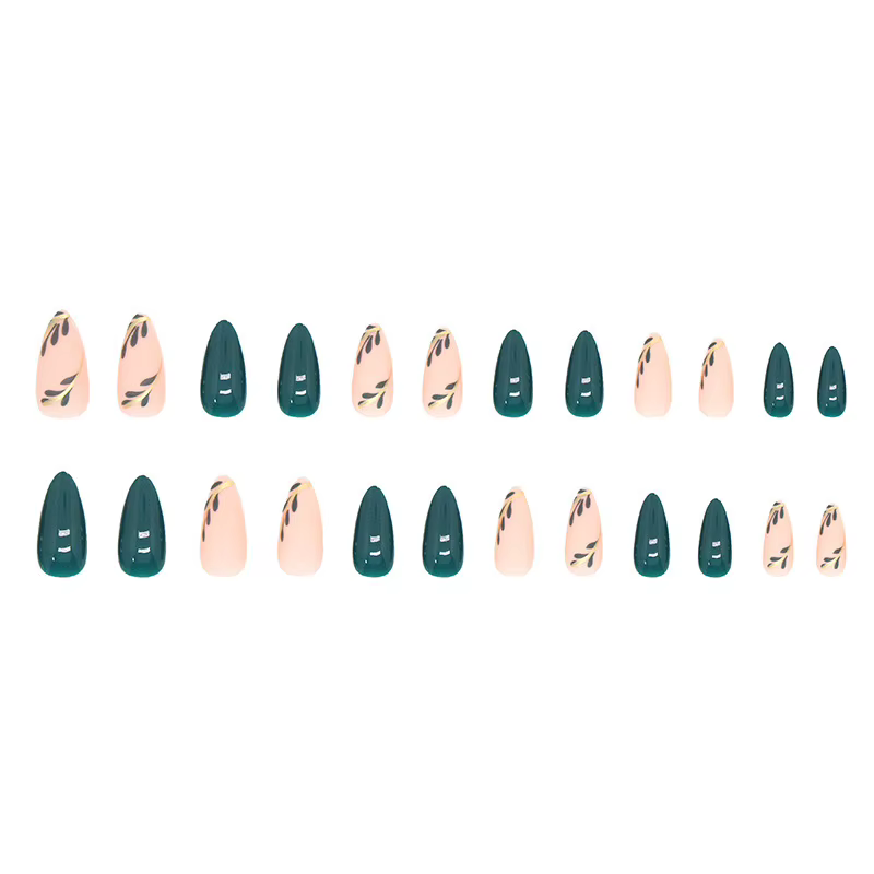 24 pièces faux ongles français amande longue couverture presse