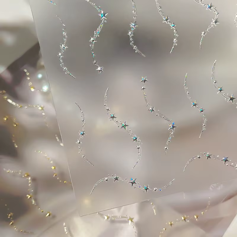 Autocollants pour ongles en forme de chaîne d'étoiles de luxe