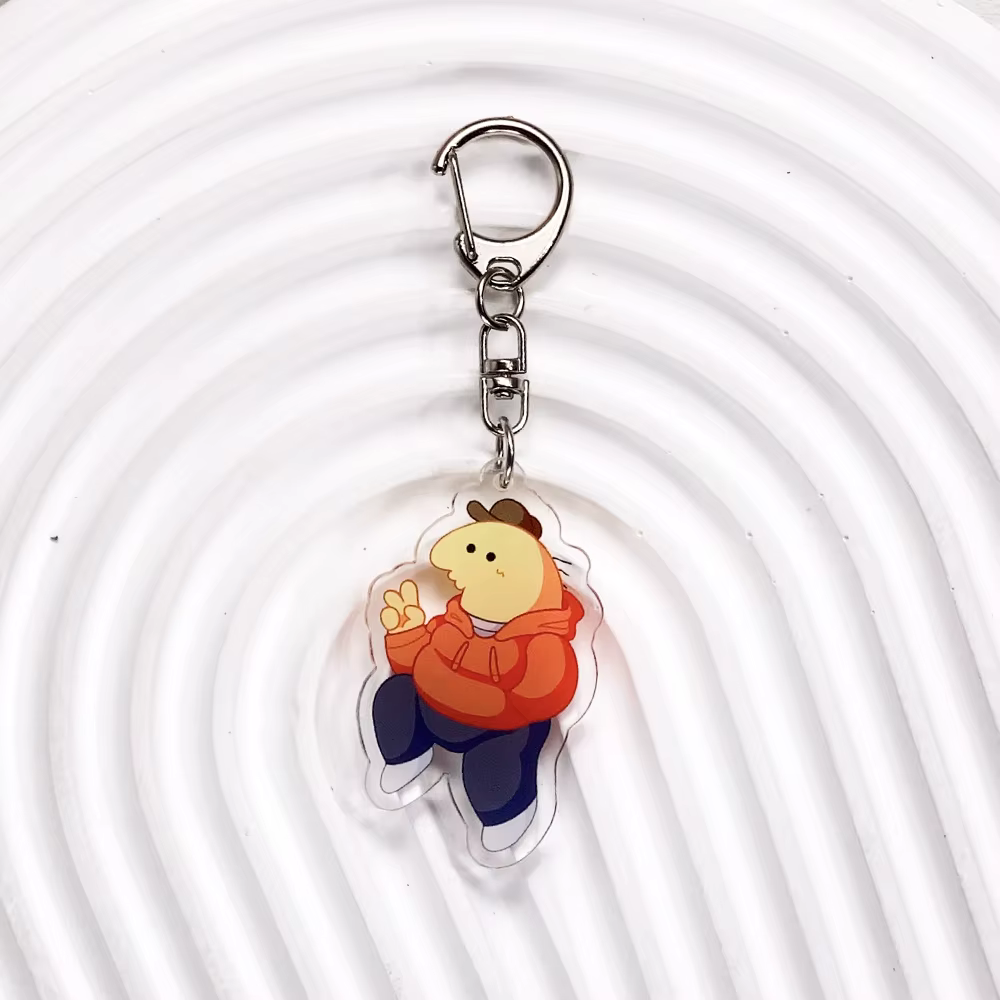 6 porte-clés de voiture en acrylique avec des amis souriants de dessins animés, accessoires amusants pour sacs, pendentifs créatifs pour sac à dos, porte-clés, cadeaux pour amis