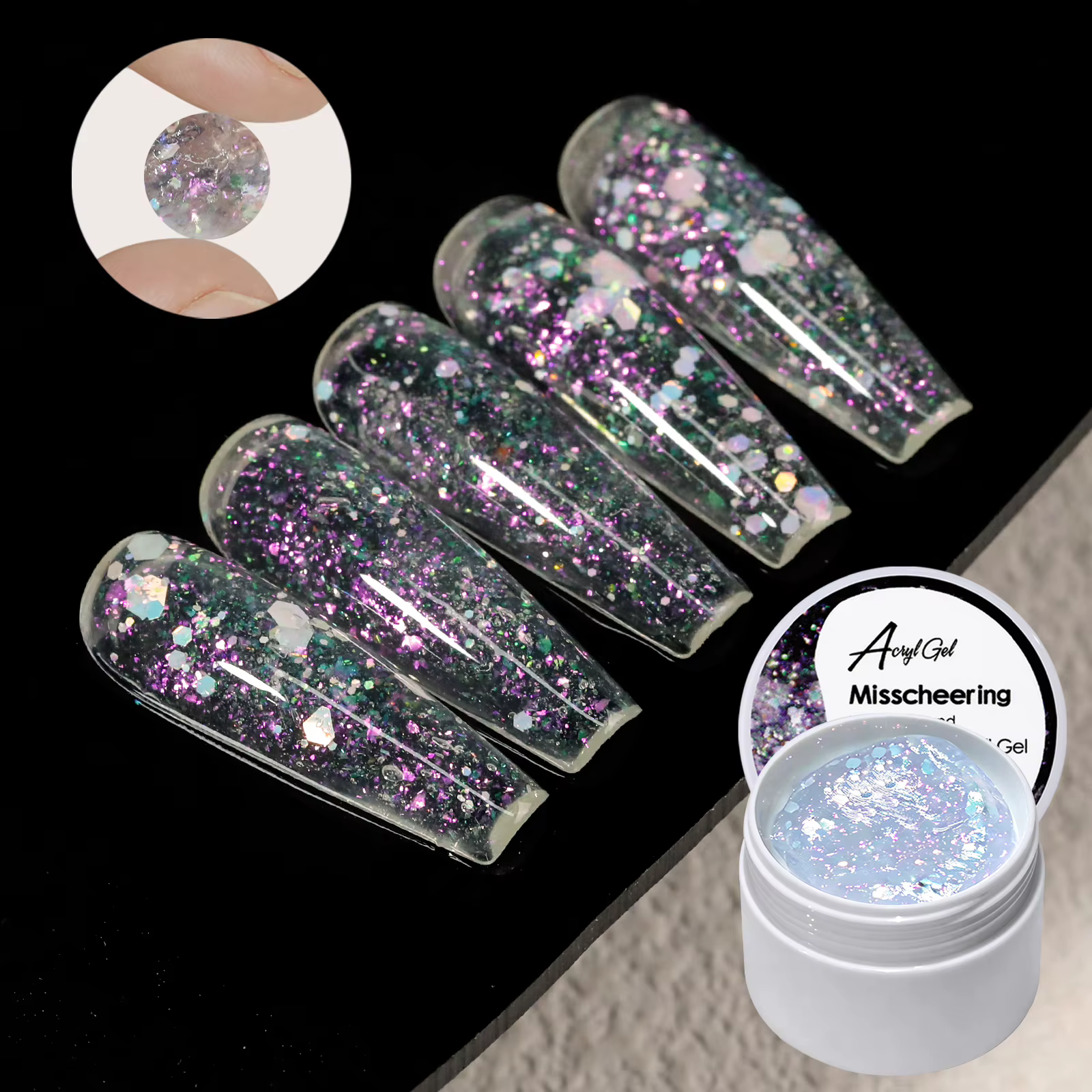 Misscheering Gel de construction solide pailleté 15ml