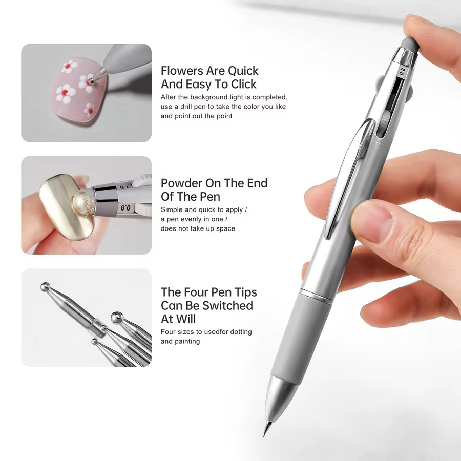 Stylo professionnel 5 en 1 pour peinture des ongles
