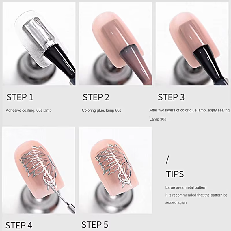 Peinture métallique Gel Chrome or argent Rose or effet miroir vernis à ongles Super lumineux ligne de dessin