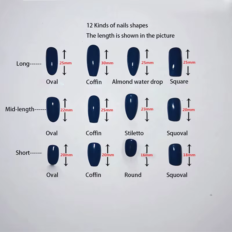 10 pièces longues amande or presse à la main sur les ongles acrylique faux