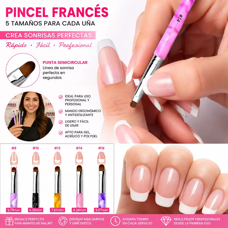 Pinceau à ongles français en acrylique bleu