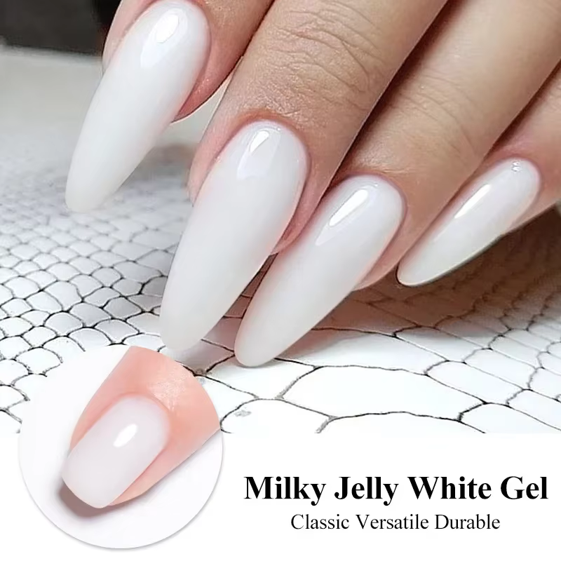 MSRUIOO 8ml Vernis à ongles gel laiteux blanc translucide pour manucure