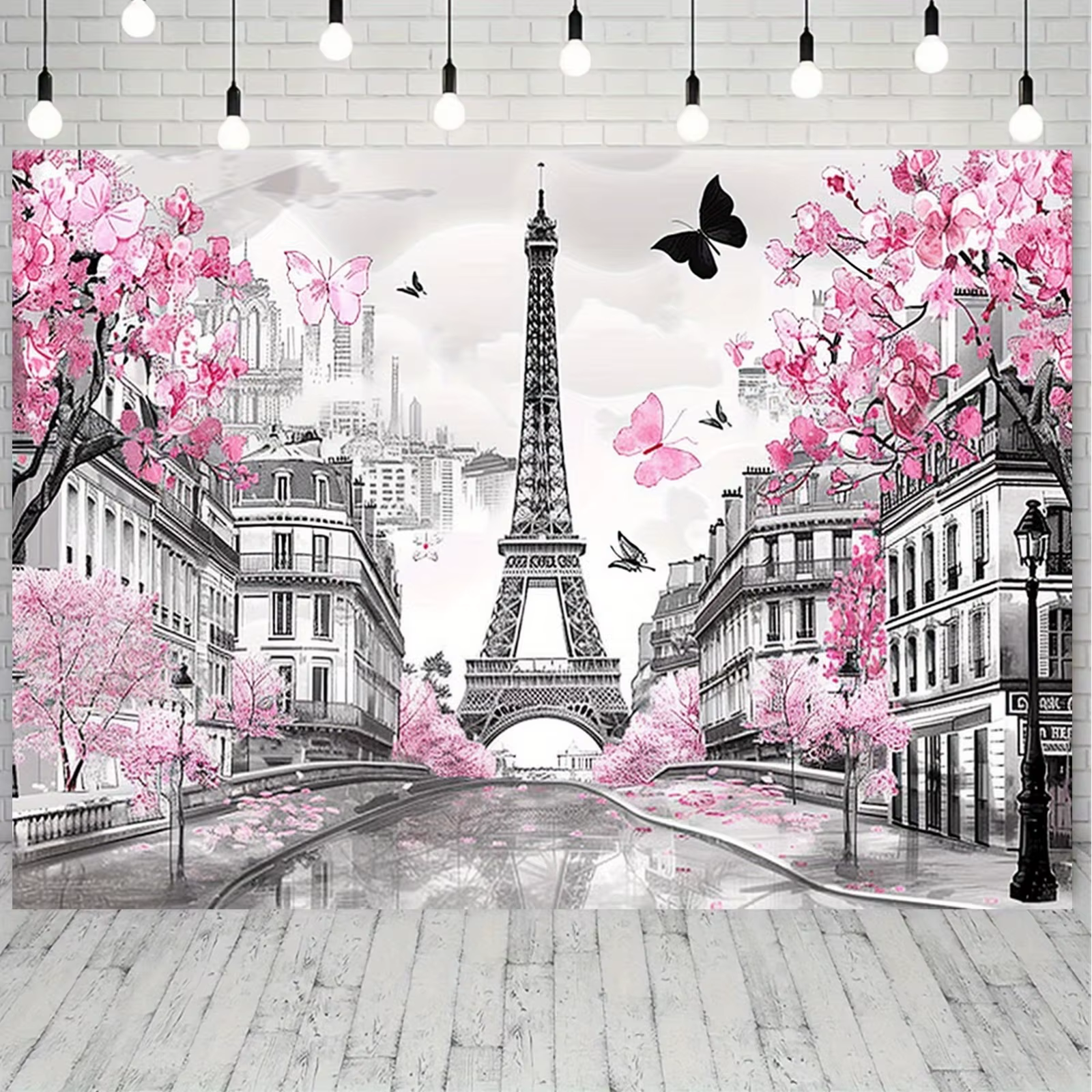Bannière de fond Paris Tour Eiffel, adaptée au pendaison de crémaillère, anniversaire et diverses fêtes