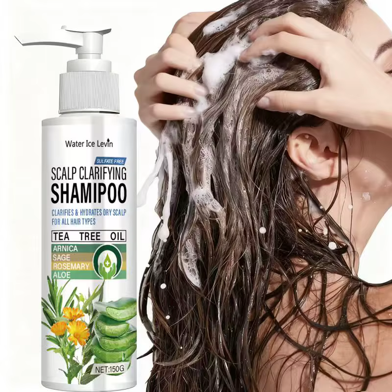 Shampoing clarifiant pour cuir chevelu sans sulfate Water Ice Levin avec huile d'arbre à thé et aloès – Hydrate le cuir chevelu sec, brille pour tous les types de cheveux