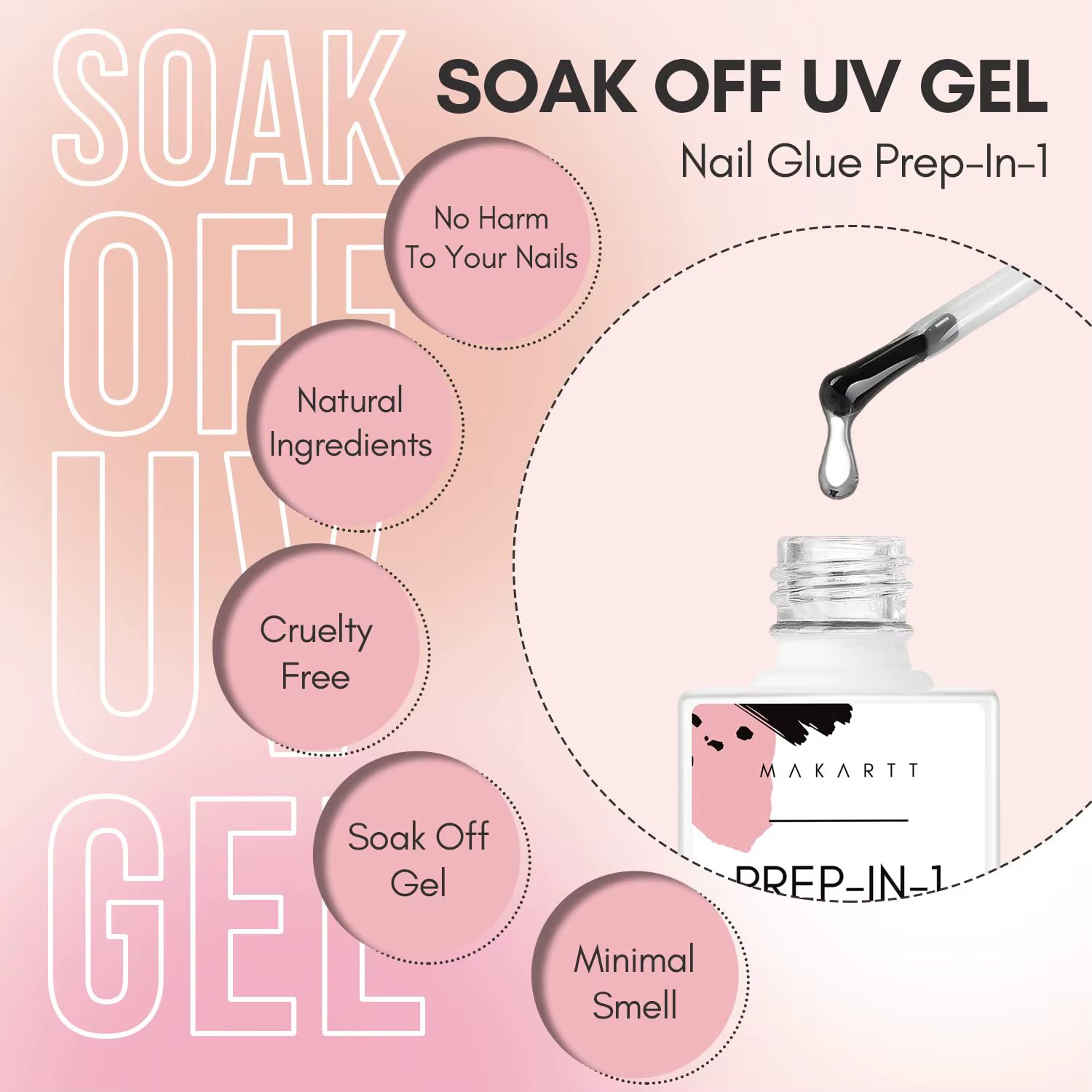 Makartt Gel de colle pour ongles en acrylique 3 en 1