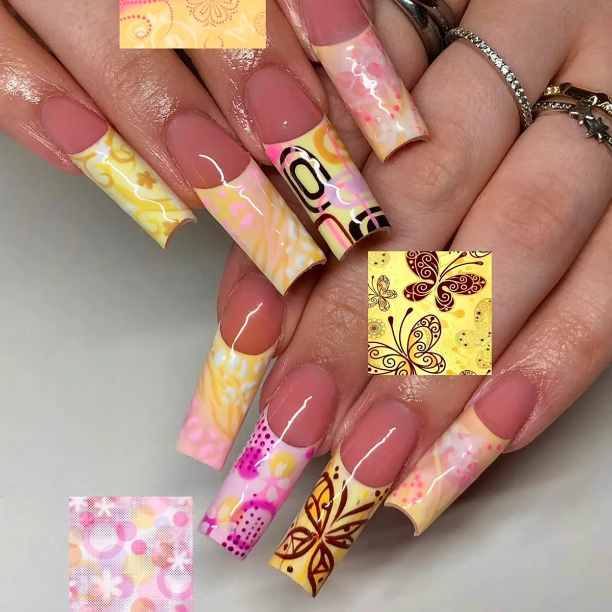 Faux ongles européens longs en forme de cercueil