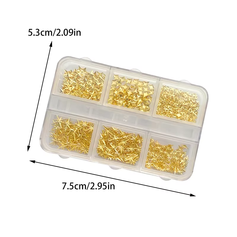 6 grilles métalliques or argent Nail Art strass décor manucure breloques Flatback Starburst pentagrammes bijou accessoires pour ongles