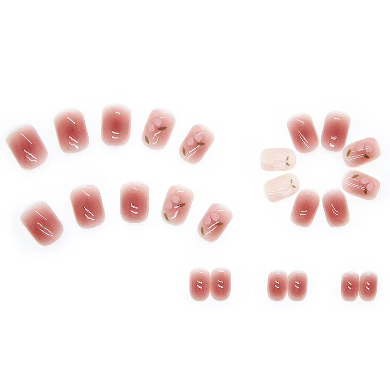 24 faux ongles d'été à motif floral pour filles