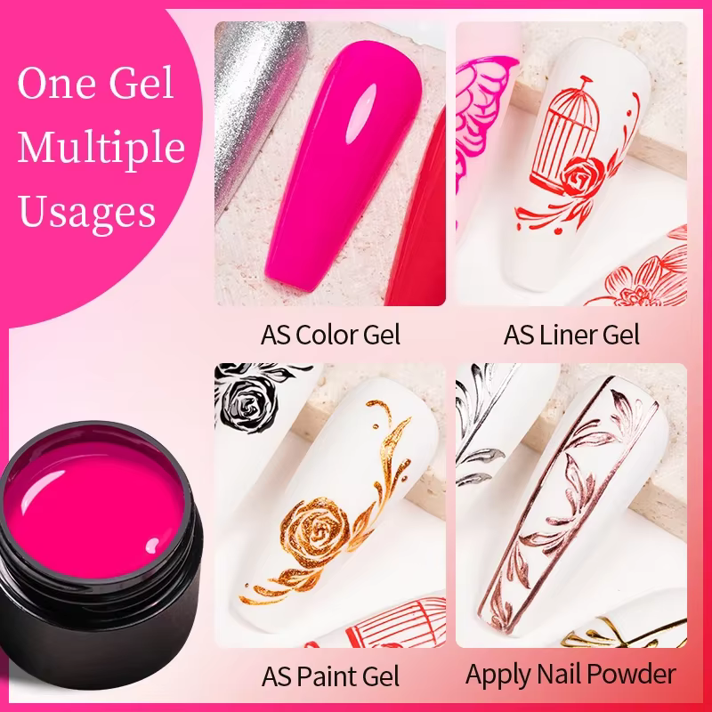 AWStorG 5g 4 en 1 Gel de Peinture Sans Essuyage Vernis Noir Blanc Couleur Liner
