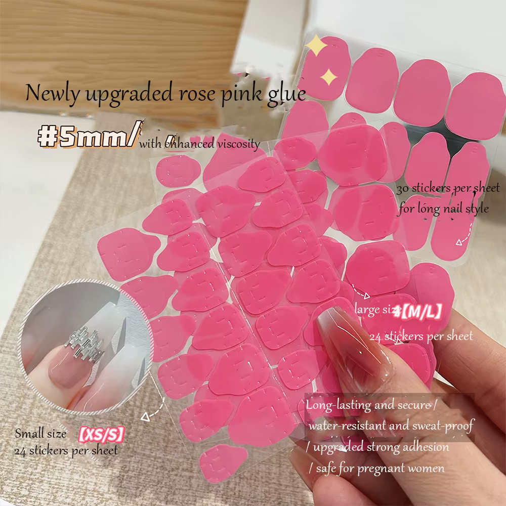 Autocollants de colle pour ongles en gelée Rose