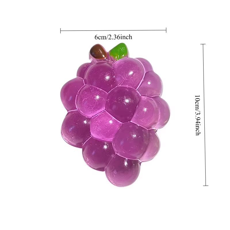 Jouet anti-stress souple en TPR en forme de raisin transparent, jouet sensoriel à presser pour soulager l'anxiété, cadeau
