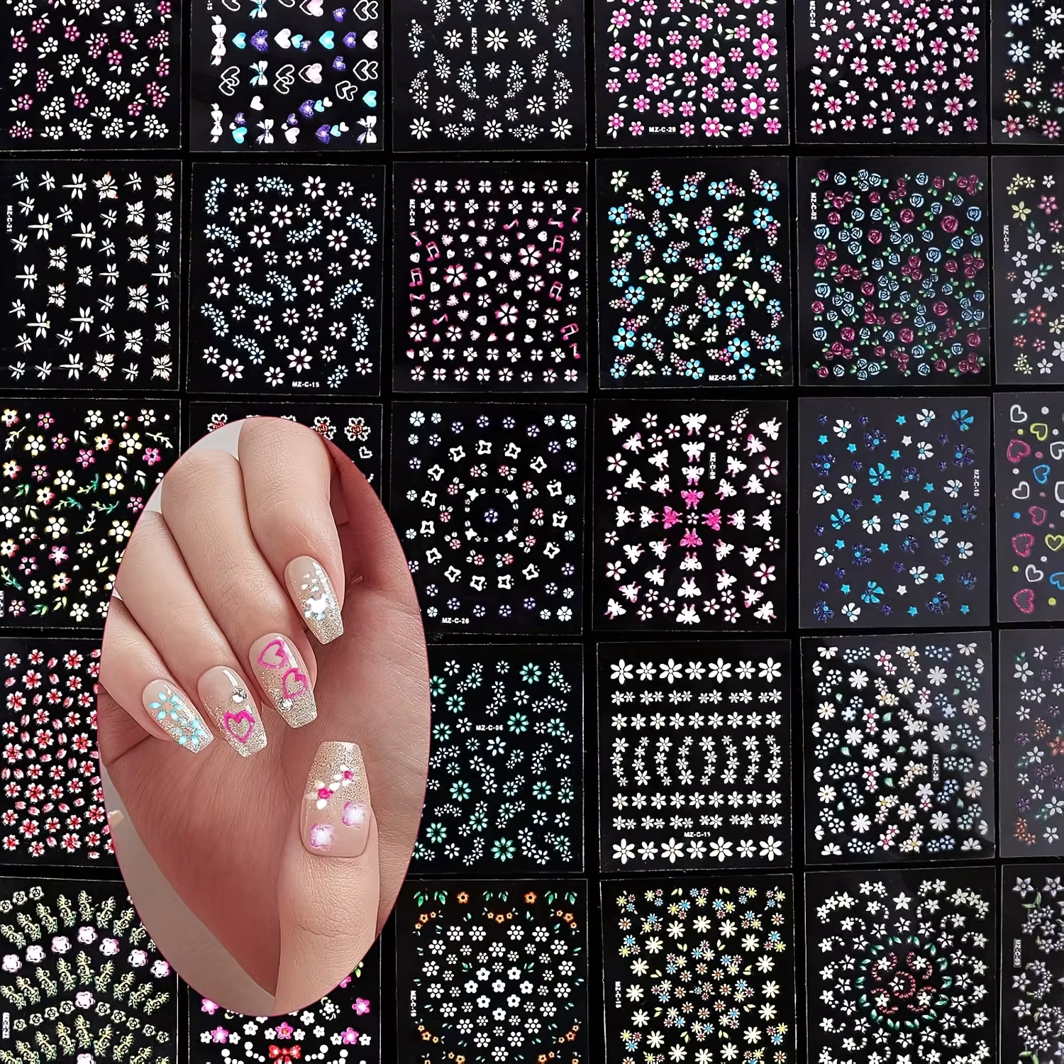 30 pièces (choire la quantité) autocollants pour ongles brillants-auto-adhésifs