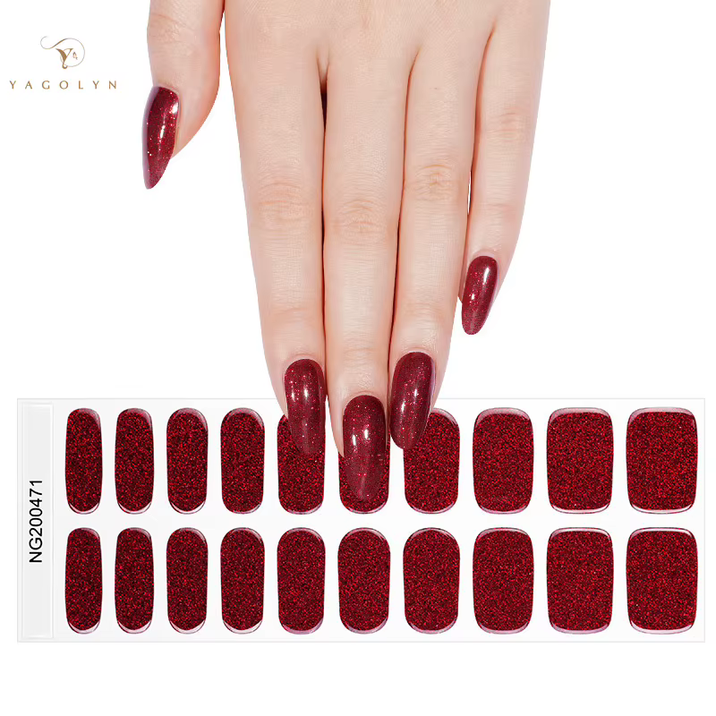 16/20/22 Tips Semi-Cured Gel Nail Wraps Full Cover Manicure DIY Waterproof Long Lasting Gel