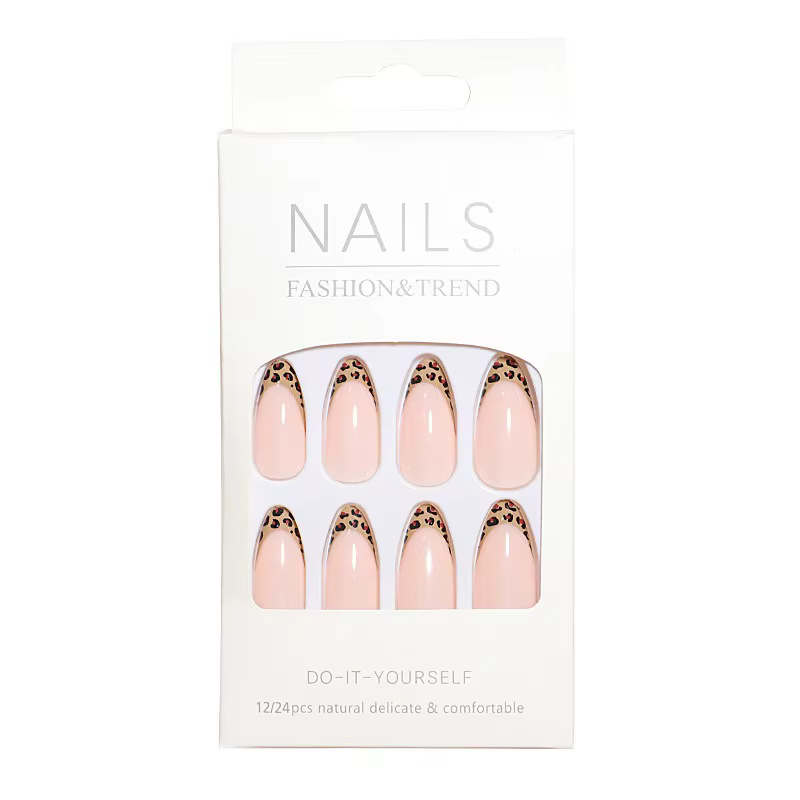 24 faux ongles léopard français autocollants