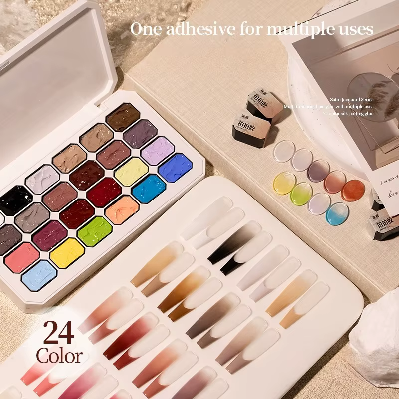 TPO HEMA FREE 24 Grid Brown Pink Patting Gel Nail Polish UV LED Soak Off Gel Varnish Blooming Gradient Painting Gel Lacquer