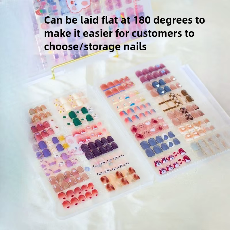 Nouvelle boîte de rangement transparente anti-poussière pour faux ongles, présentoir de style plaque à ongles, livre de couleurs, outil pour fournitures d'onglerie