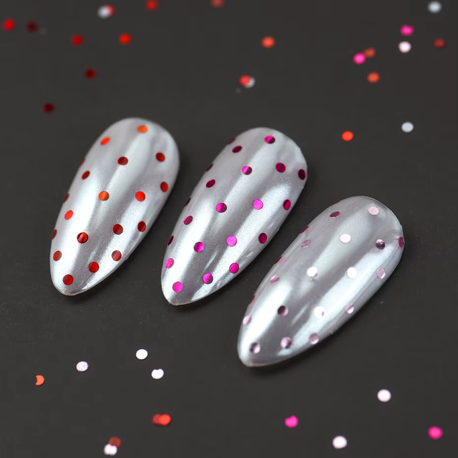 12 compartiments de mini-paillettes à pois pour nail art