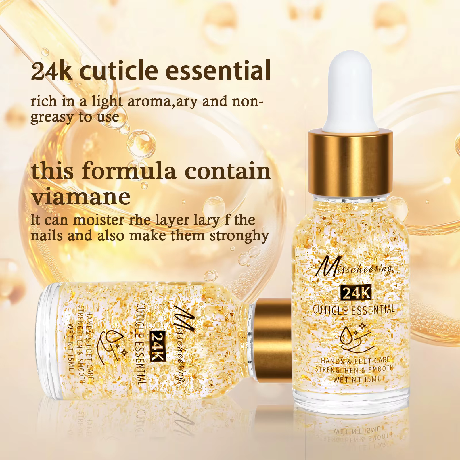 Huile nutritionnelle en feuille d'or 24k