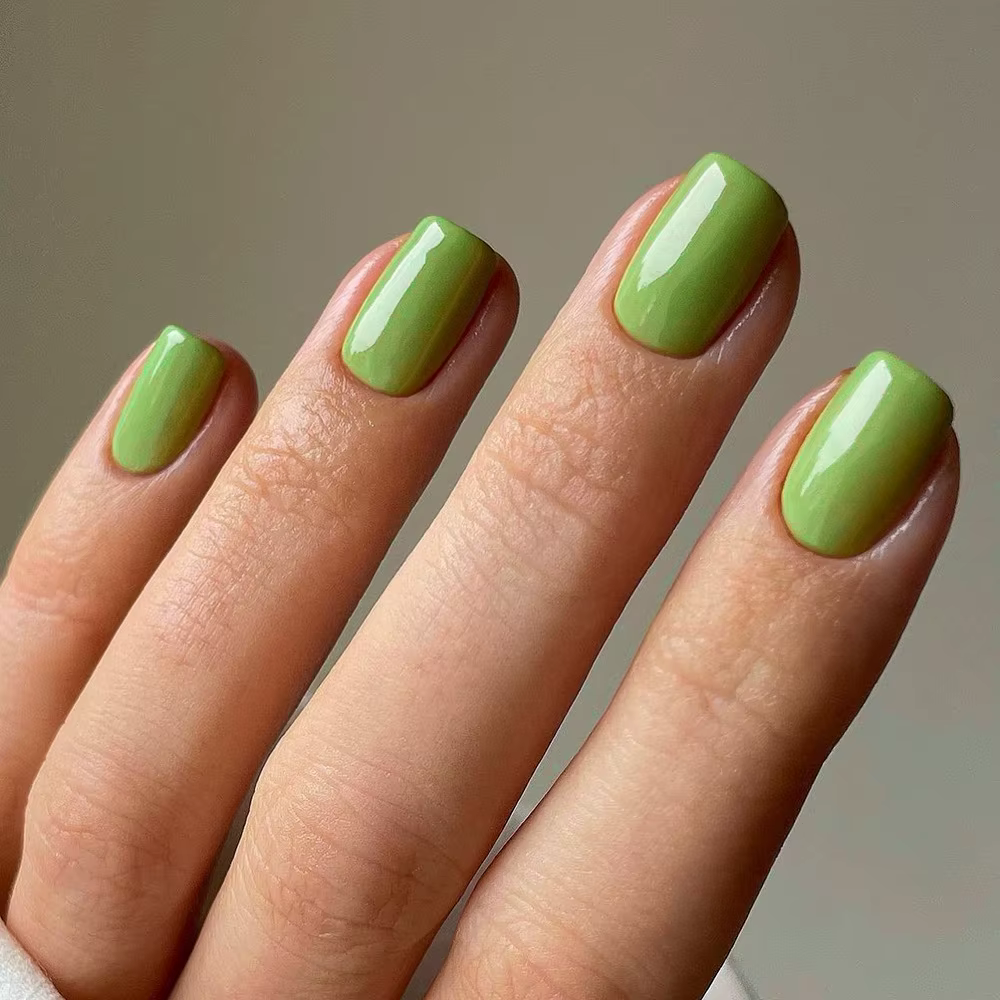 24 pièces/ensemble carré jaune presse sur ongles Faux